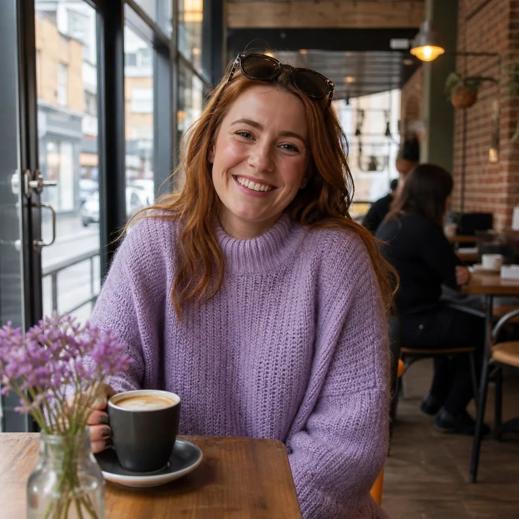 Two people talking over coffee at an independent cafe in Canterbury