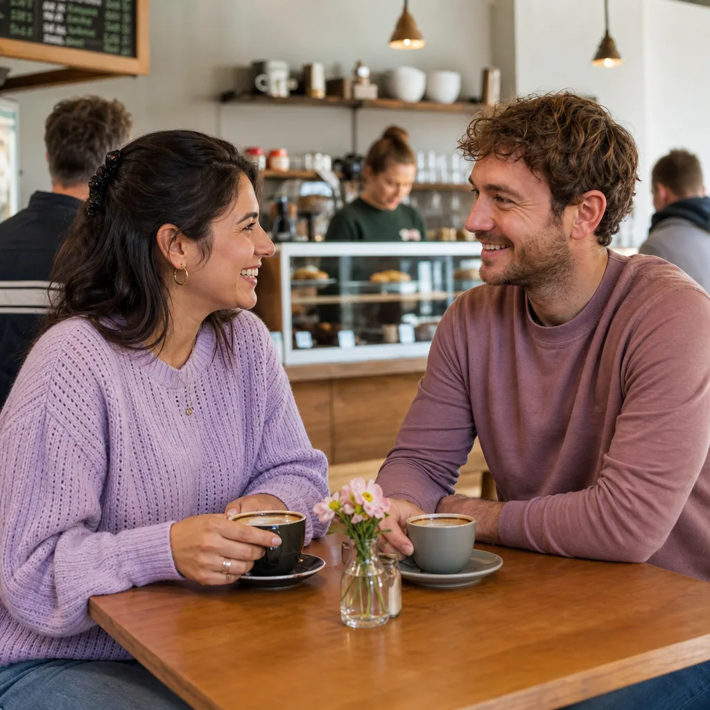 Two adults meeting in a busy public space near Maidstone High Street